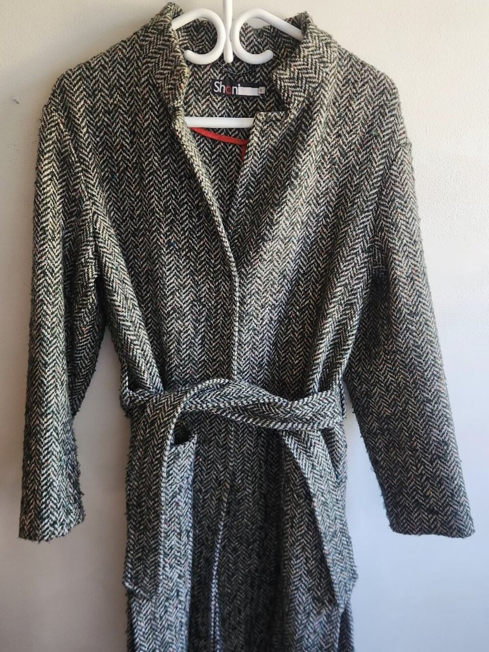 Green Herringbone Dress Coat
